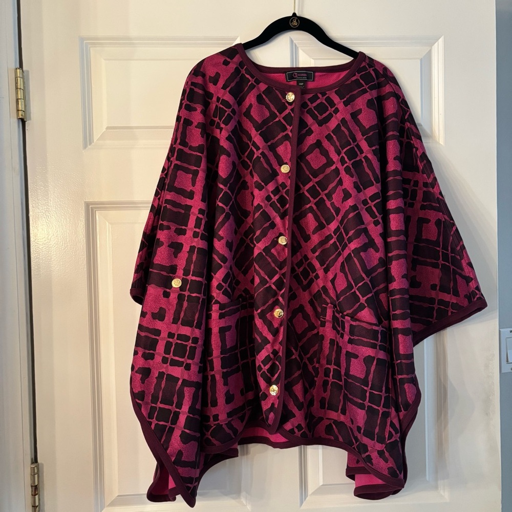 Christian Siriano for C. Wonder Reversible Pink and Patterned Women's Poncho